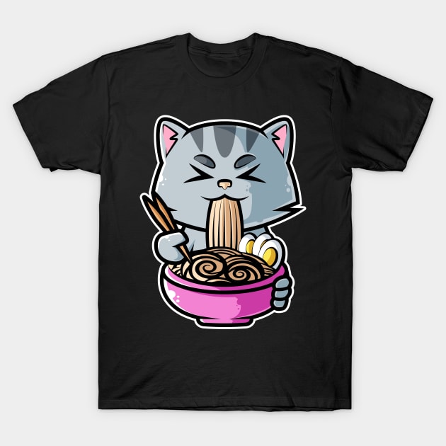 Cat Ramen Bowl Kawaii Neko Anime Japanese Noodles product T-Shirt by theodoros20